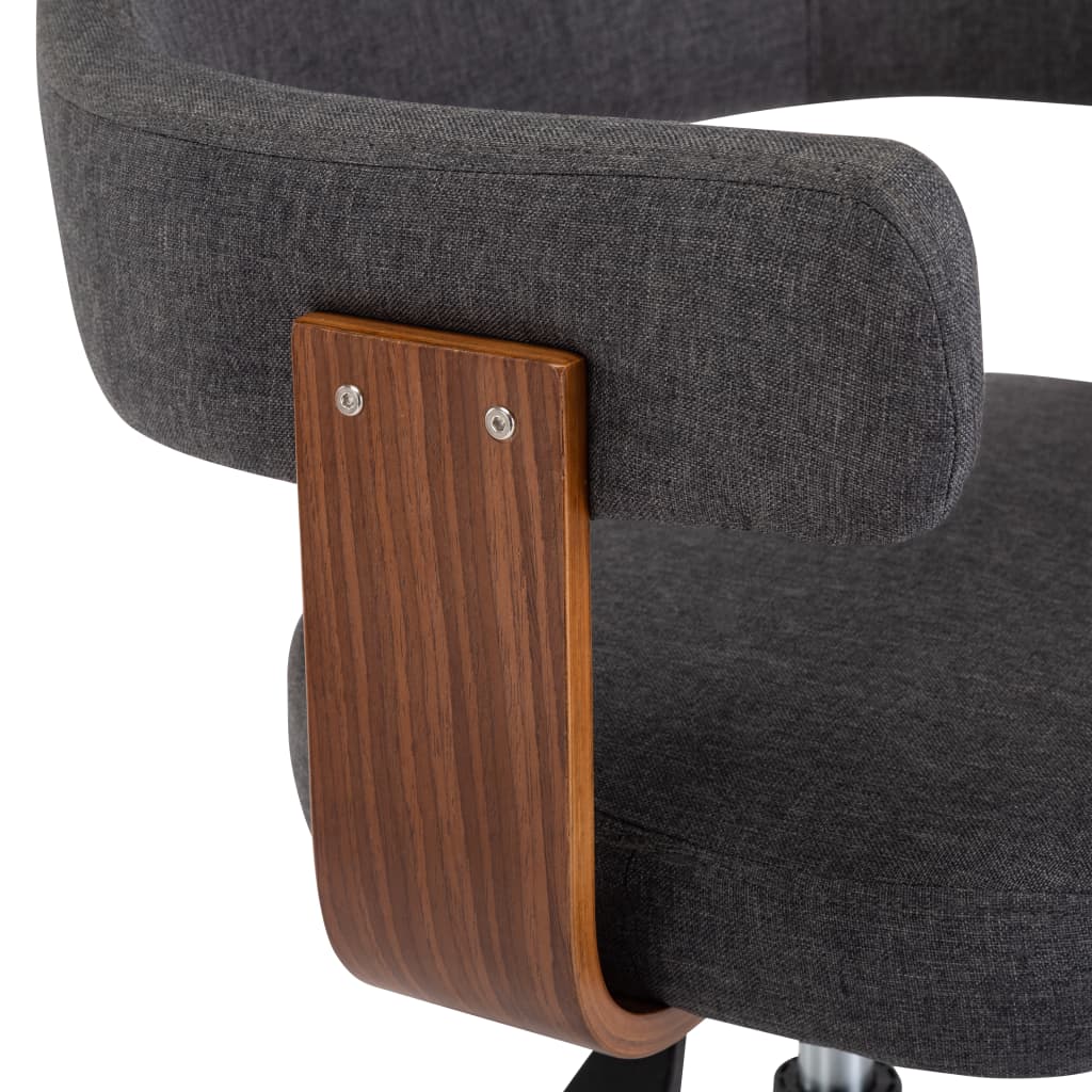 vidaXL Scaune de bucătărie, 2 buc., gri, lemn curbat și textil