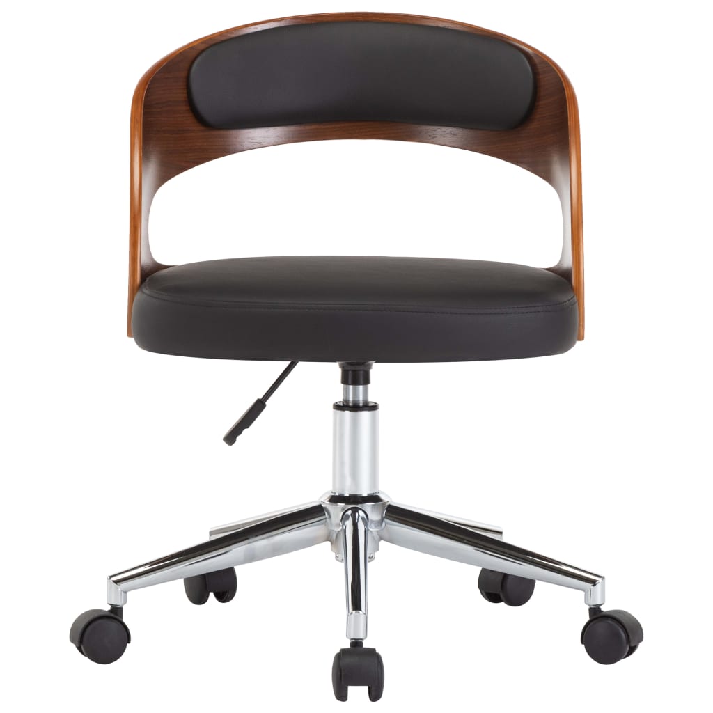 vidaXL Scaune pivotante, 2 buc. negru, lemn curbat & piele ecologică