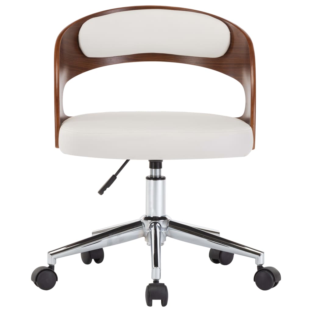 vidaXL Scaune pivotante, 2 buc. alb, lemn curbat & piele ecologică