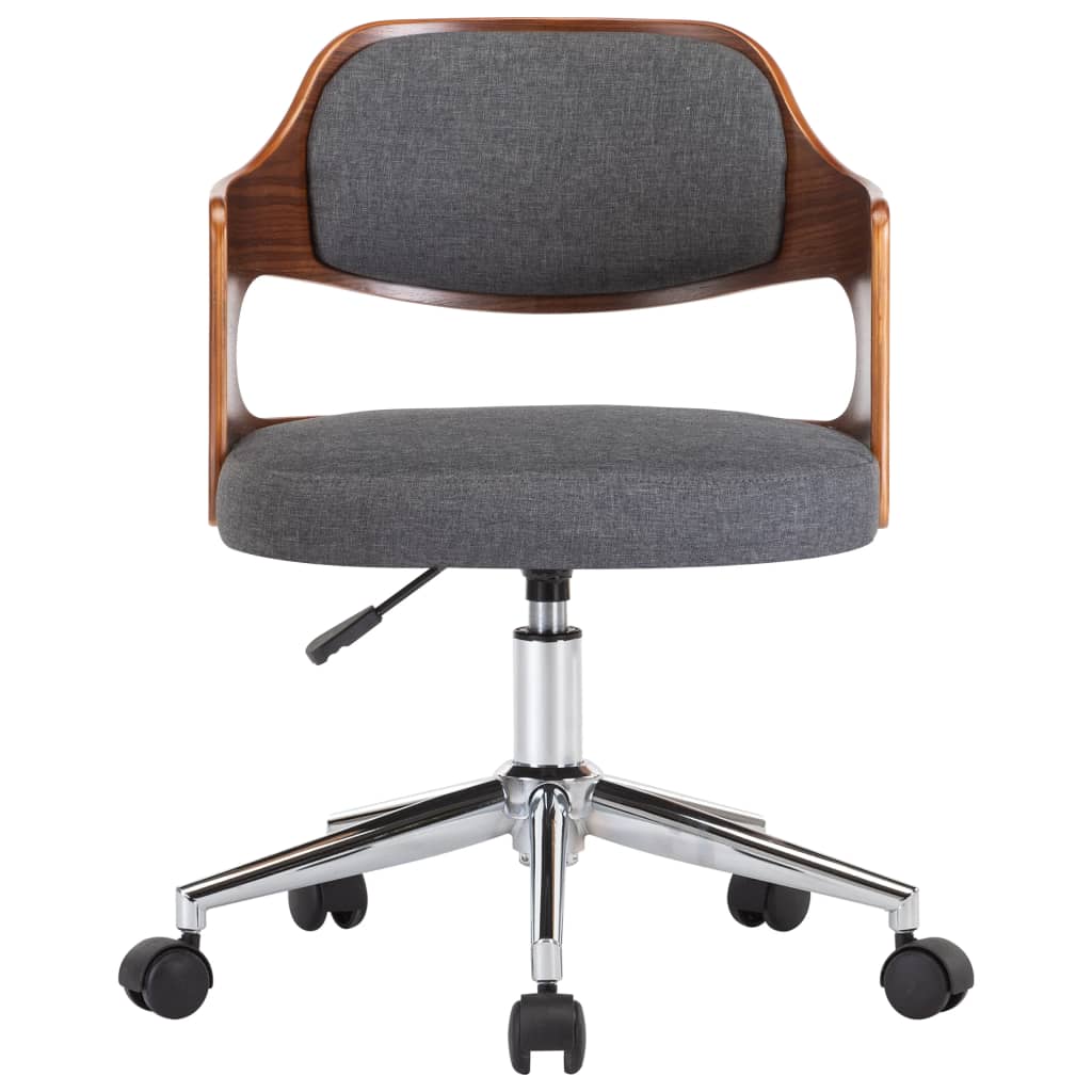 vidaXL Scaune de bucătărie, 2 buc., gri, lemn curbat și textil