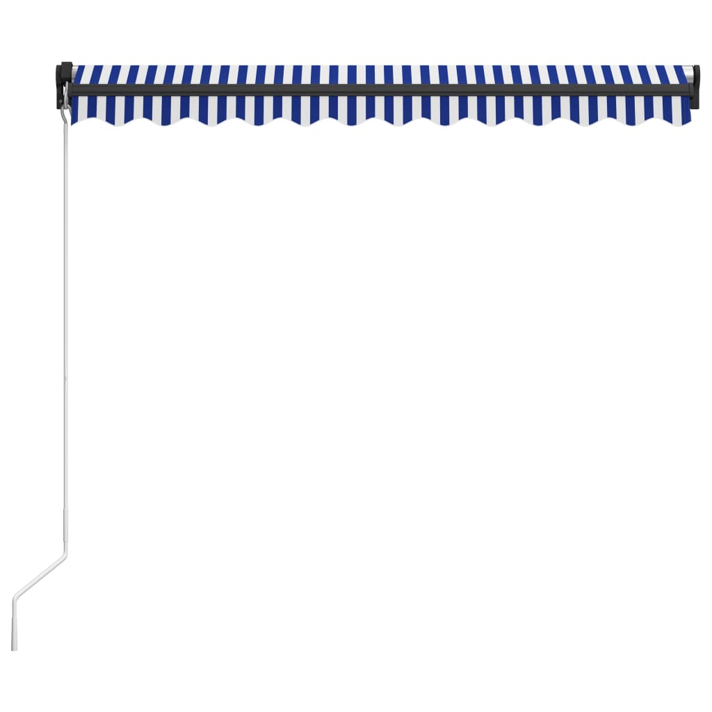 vidaXL Copertină retractabilă manual, albastru și alb, 350 x 250 cm vidaXL Copertină retractabilă manual, albastru și alb, 350 x 250 cm
