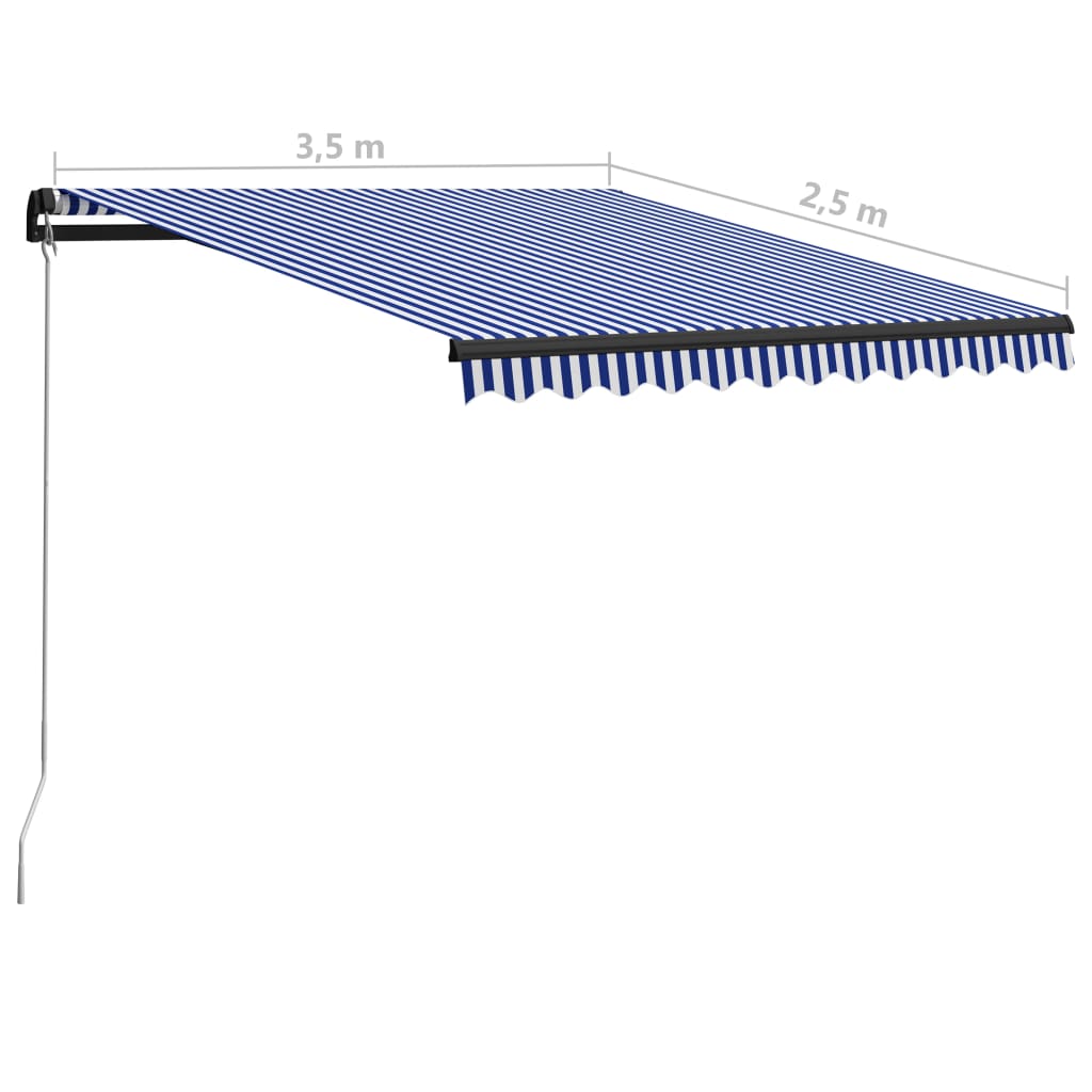 vidaXL Copertină retractabilă manual, albastru și alb, 350 x 250 cm vidaXL Copertină retractabilă manual, albastru și alb, 350 x 250 cm