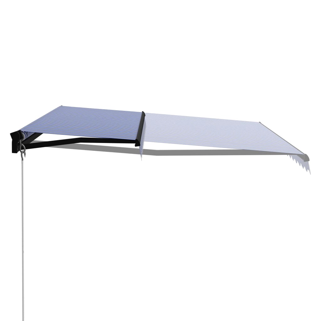 vidaXL Copertină retractabilă manual, albastru și alb, 450x300 cm vidaXL Copertină retractabilă manual, albastru și alb, 450x300 cm