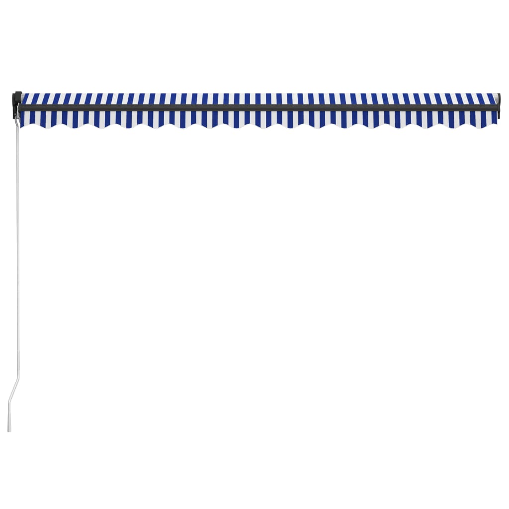 vidaXL Copertină retractabilă manual, albastru și alb, 450x300 cm vidaXL Copertină retractabilă manual, albastru și alb, 450x300 cm