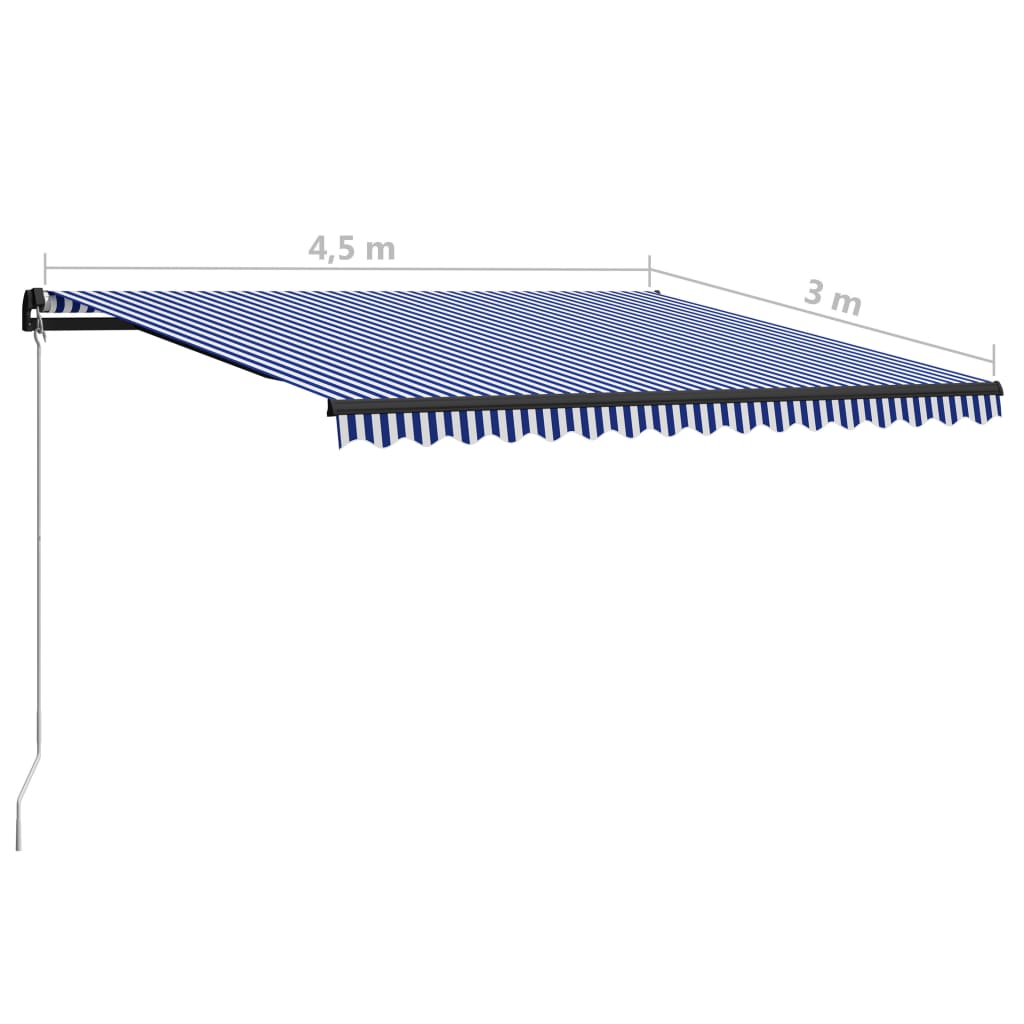 vidaXL Copertină retractabilă manual, albastru și alb, 450x300 cm vidaXL Copertină retractabilă manual, albastru și alb, 450x300 cm