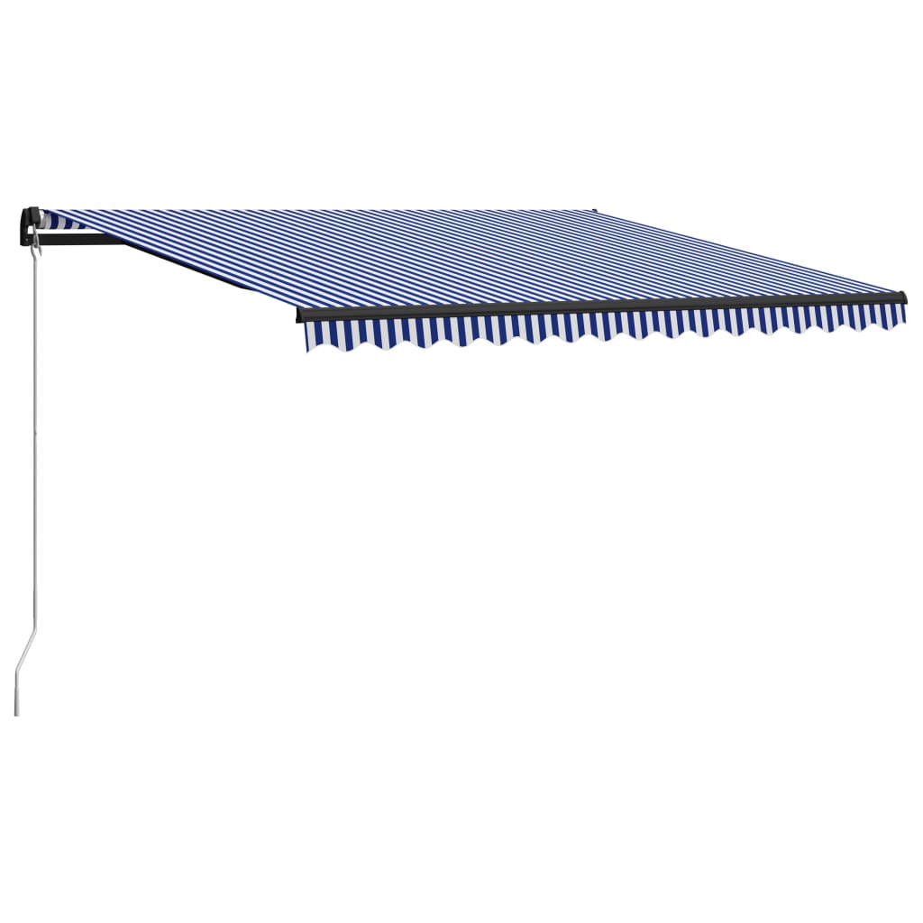 vidaXL Copertină retractabilă manual, albastru și alb, 450x300 cm vidaXL Copertină retractabilă manual, albastru și alb, 450x300 cm