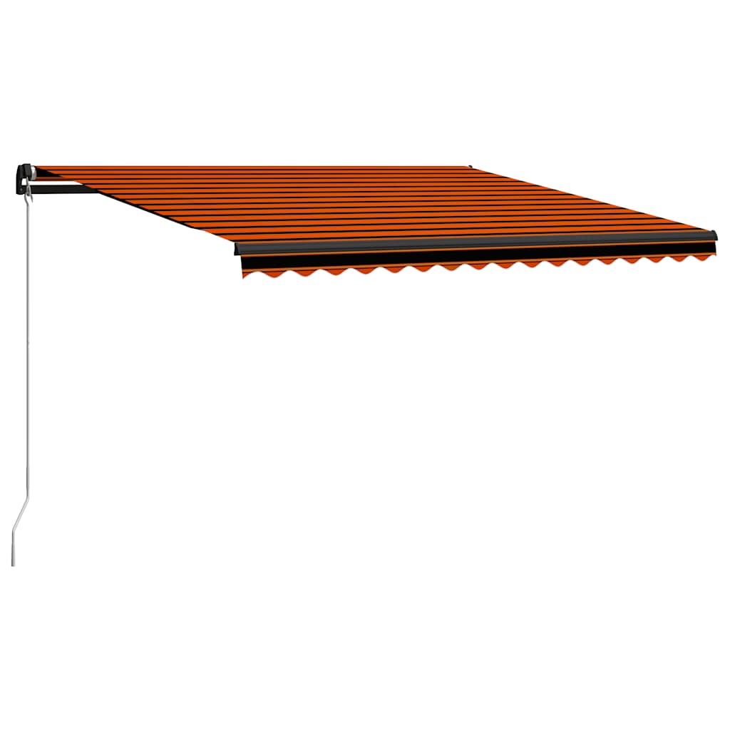 vidaXL Copertină retractabilă manual LED portocaliu/maro, 450 x 300 cm vidaXL Copertină retractabilă manual LED portocaliu/maro, 450 x 300 cm