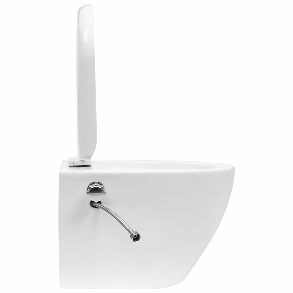 vidaXL Vas de toaletă suspendat cu rezervor încastrat, alb, ceramică vidaXL Vas de toaletă suspendat cu rezervor încastrat, alb, ceramică