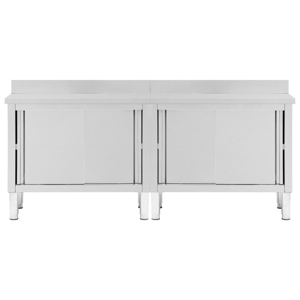 vidaXL Mese lucru uși glisante 2 buc. 200x50x(95-97)cm oțel inoxidabil vidaXL Mese lucru uși glisante 2 buc. 200x50x(95-97)cm oțel inoxidabil