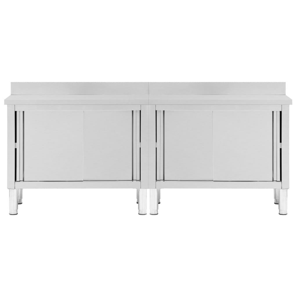 vidaXL Mese lucru uși glisante 2 buc 240x50x(95-97) cm oțel inoxidabil vidaXL Mese lucru uși glisante 2 buc 240x50x(95-97) cm oțel inoxidabil