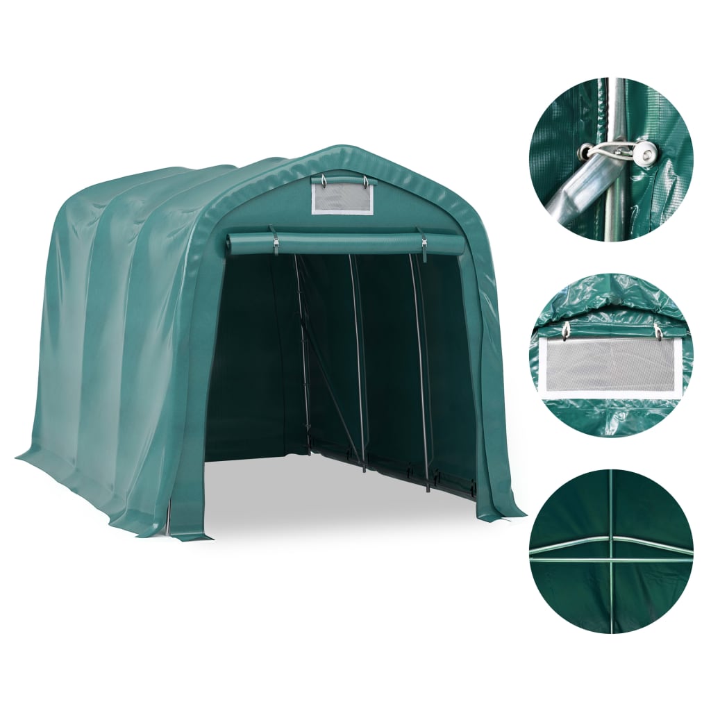 vidaXL Cort de garaj, verde, 2,4 x 3,6 m, PVC