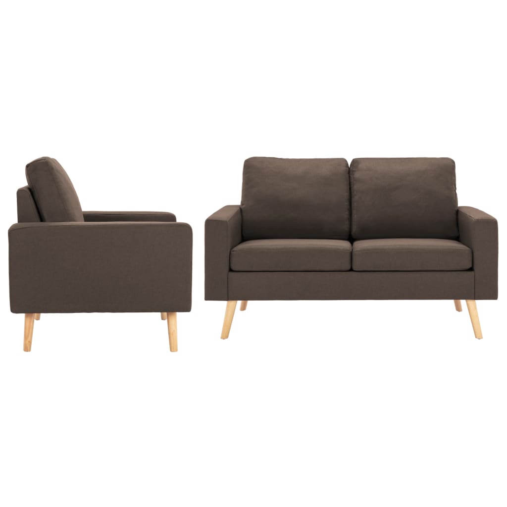 vidaXL Set de canapele, 2 piese, maro, material textil vidaXL Set de canapele, 2 piese, maro, material textil
