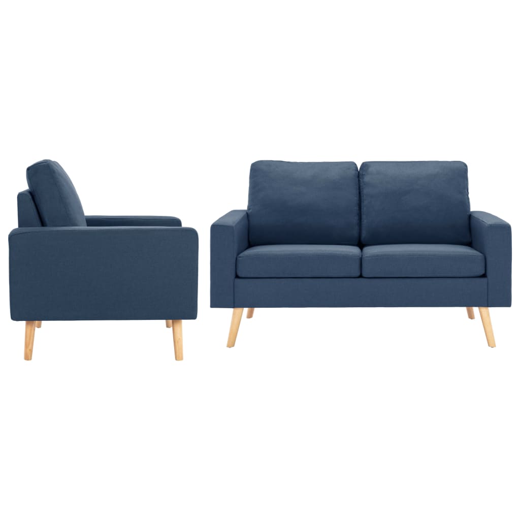 vidaXL Set de canapele, 2 piese, albastru, material textil vidaXL Set de canapele, 2 piese, albastru, material textil