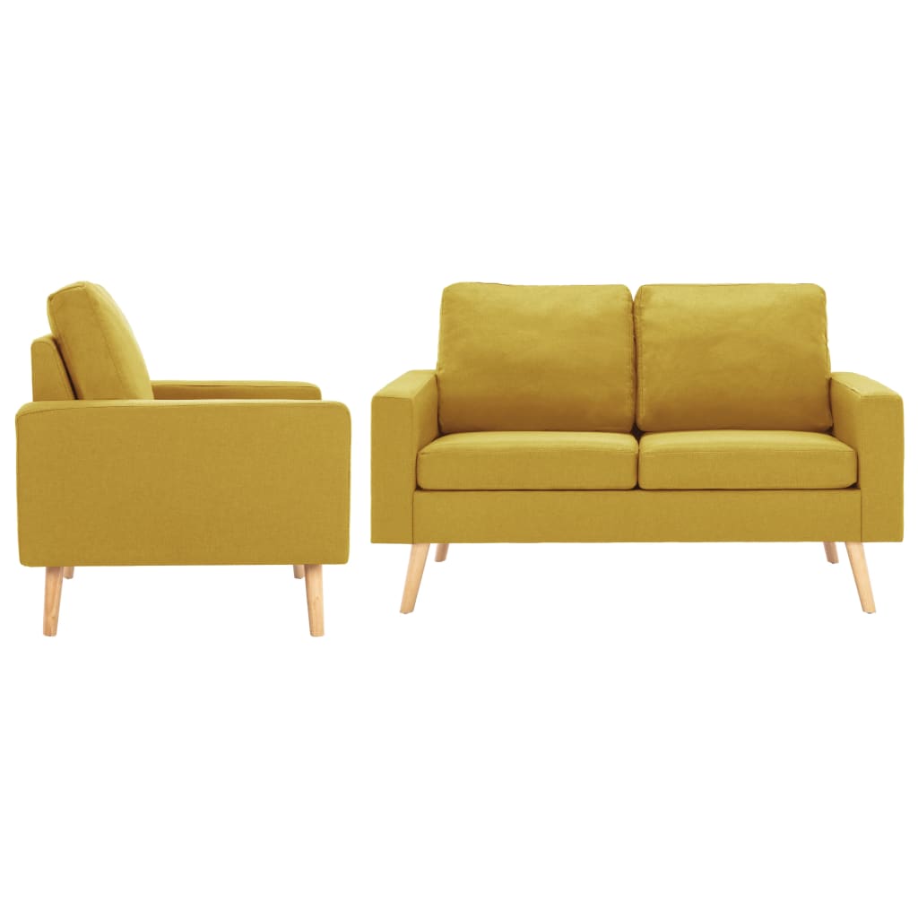 vidaXL Set de canapele, 2 piese, galben, material textil vidaXL Set de canapele, 2 piese, galben, material textil