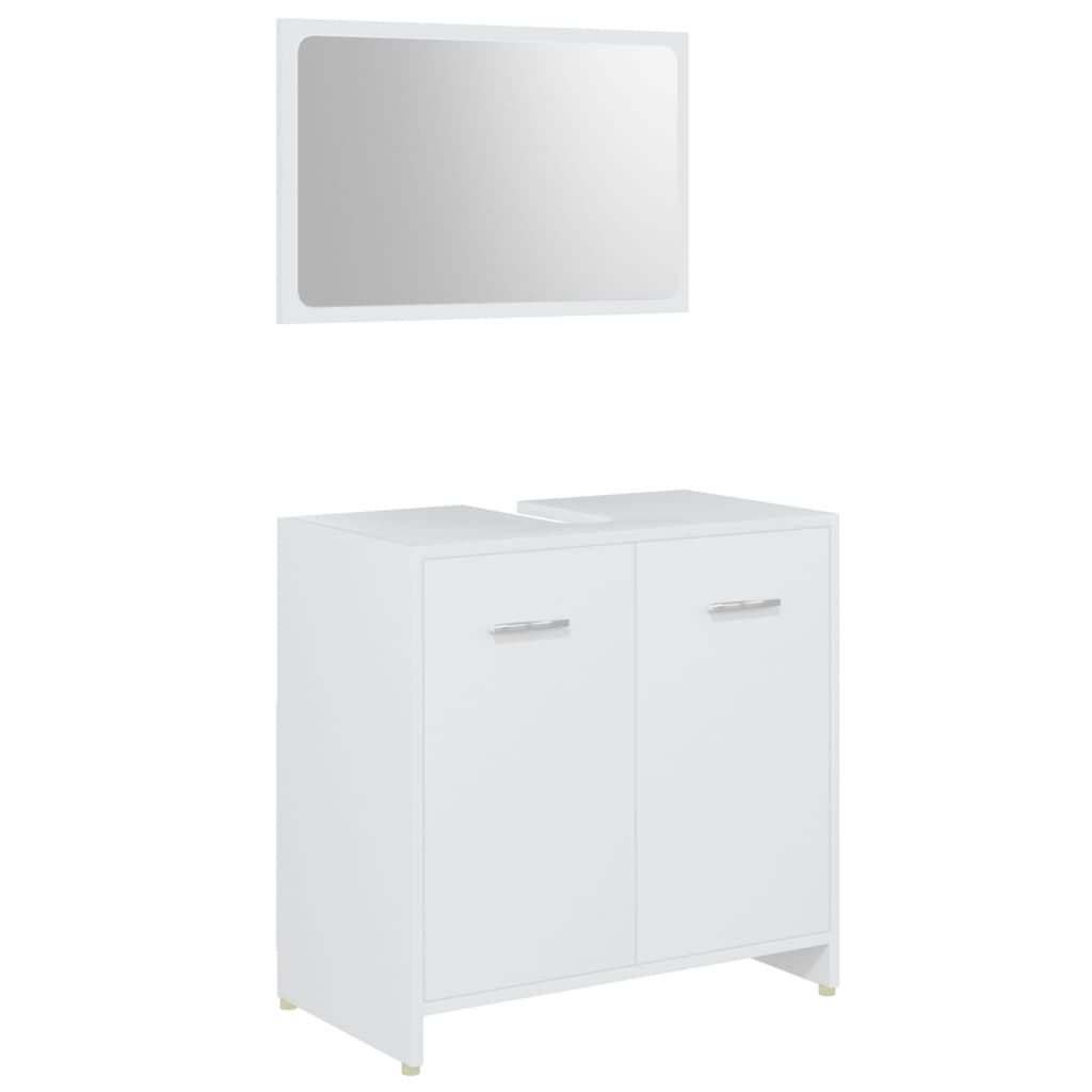 vidaXL Set mobilier de baie, 4 piese, alb, lemn prelucrat