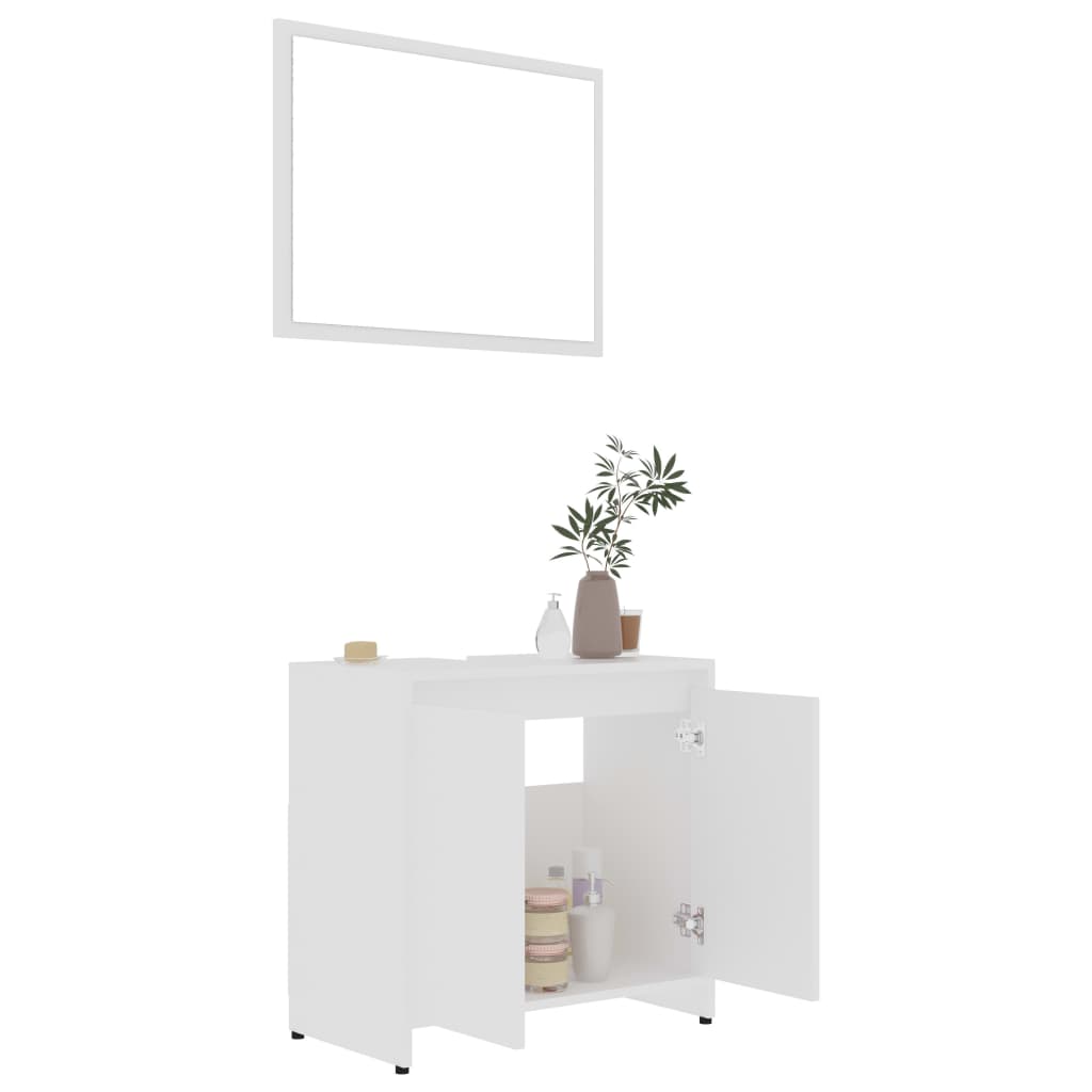 vidaXL Set mobilier de baie, 4 piese, alb, lemn prelucrat