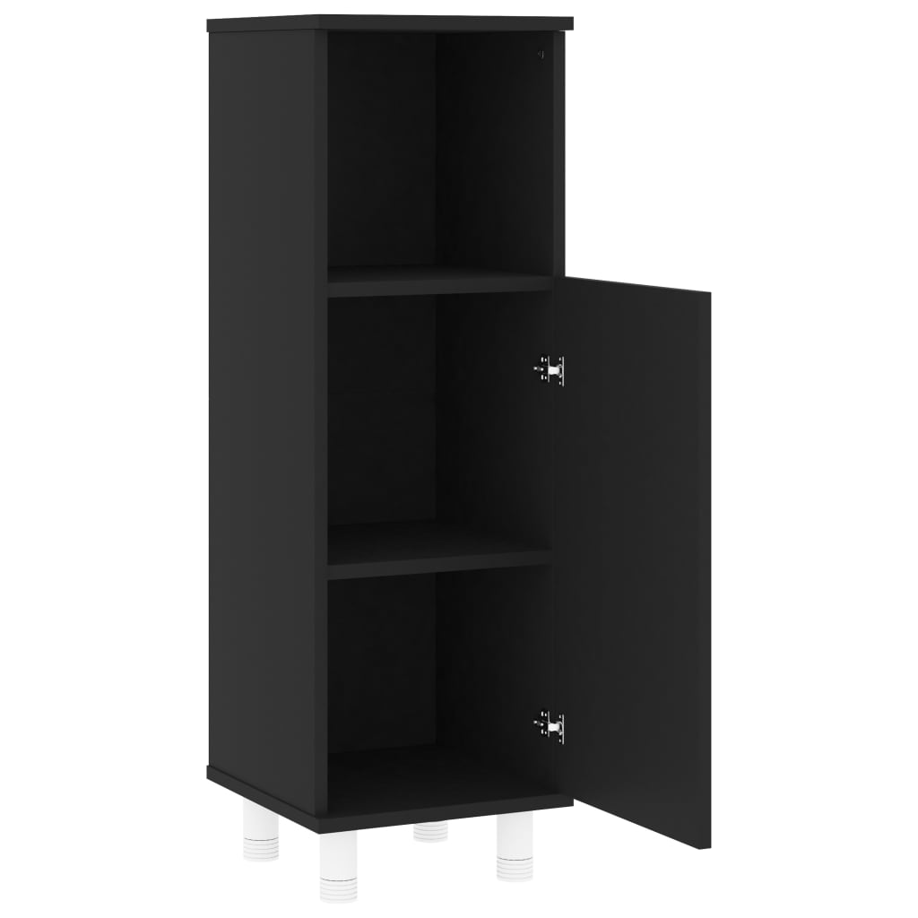 vidaXL Set mobilier de baie, 4 piese, negru, lemn prelucrat