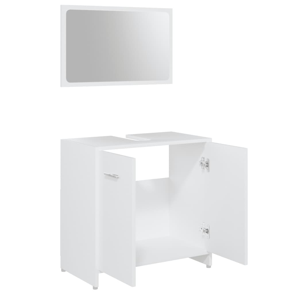 vidaXL Set mobilier de baie, 3 piese, alb, lemn prelucrat
