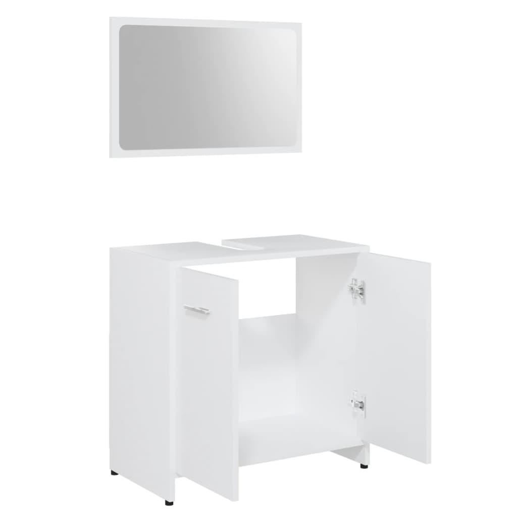 vidaXL Set mobilier de baie, 3 piese, alb, lemn prelucrat