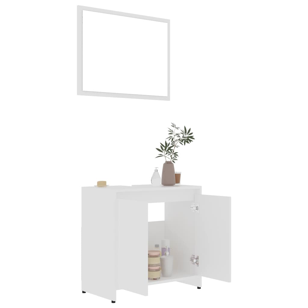 vidaXL Set mobilier de baie, 3 piese, alb, lemn prelucrat vidaXL Set mobilier de baie, 3 piese, alb, lemn prelucrat