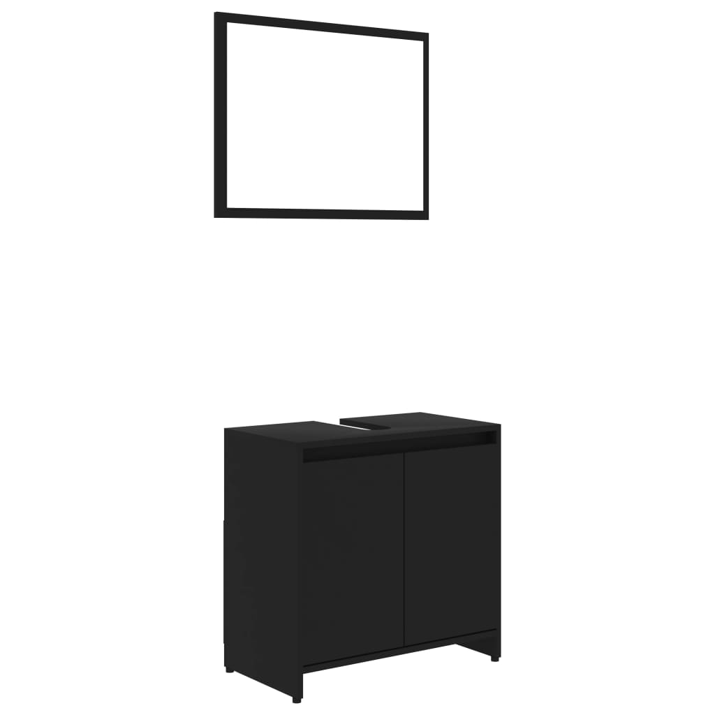 vidaXL Set mobilier de baie, 3 piese, negru, lemn prelucrat vidaXL Set mobilier de baie, 3 piese, negru, lemn prelucrat
