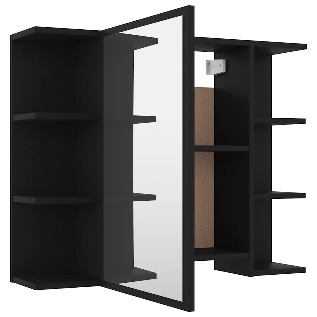 vidaXL Set mobilier de baie, 3 piese, negru, lemn prelucrat vidaXL Set mobilier de baie, 3 piese, negru, lemn prelucrat