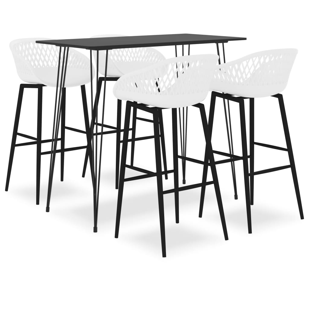 vidaXL Set mobilier de bar, 5 piese, negru și alb vidaXL Set mobilier de bar, 5 piese, negru și alb
