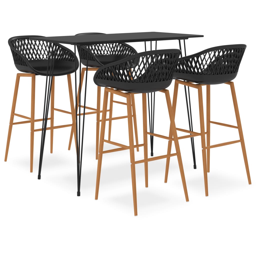 vidaXL Set bar 5 piese, negru vidaXL Set bar 5 piese, negru