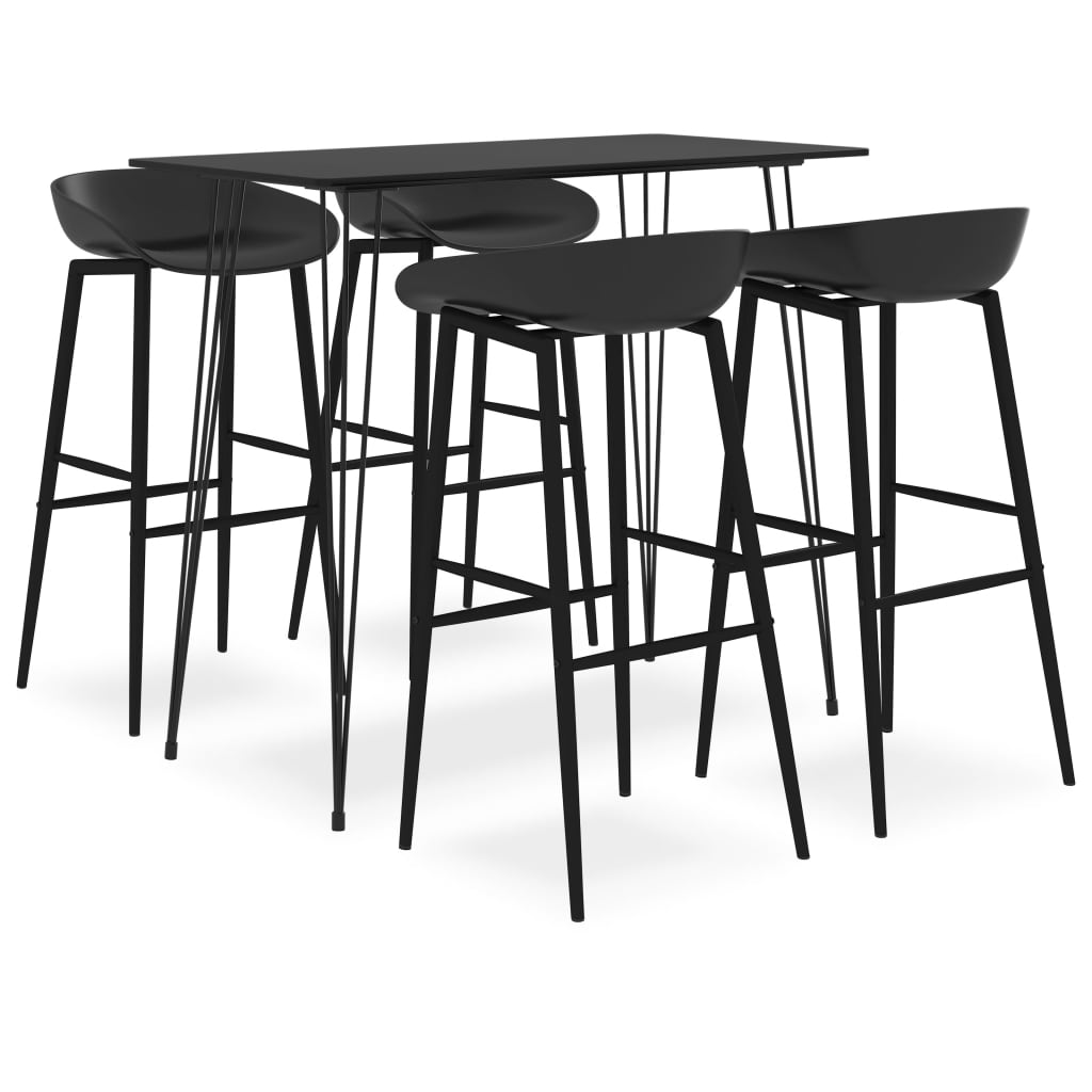 vidaXL Set mobilier de bar, 5 piese, negru vidaXL Set mobilier de bar, 5 piese, negru