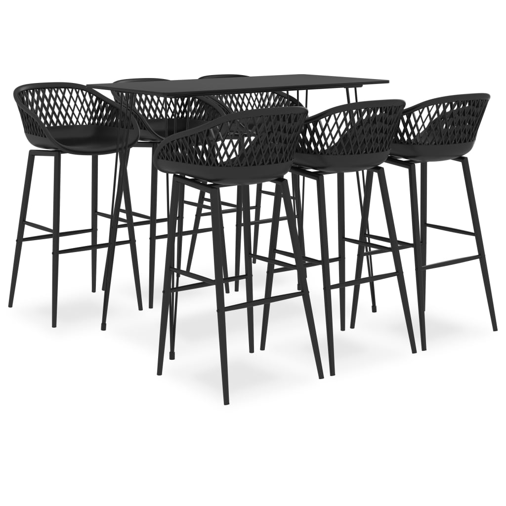 vidaXL Set mobilier de bar, 7 piese, negru vidaXL Set mobilier de bar, 7 piese, negru