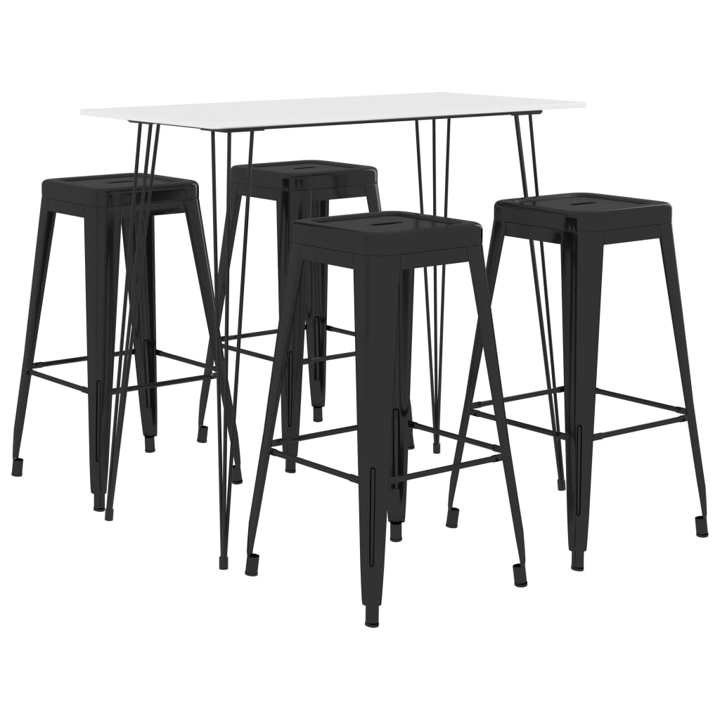 vidaXL Set mobilier de bar, 5 piese, alb și negru vidaXL Set mobilier de bar, 5 piese, alb și negru