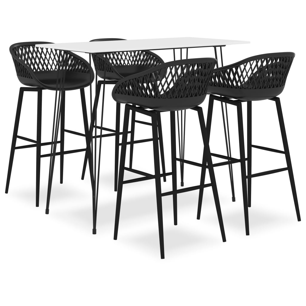 vidaXL Set mobilier de bar, 5 piese, alb și negru vidaXL Set mobilier de bar, 5 piese, alb și negru