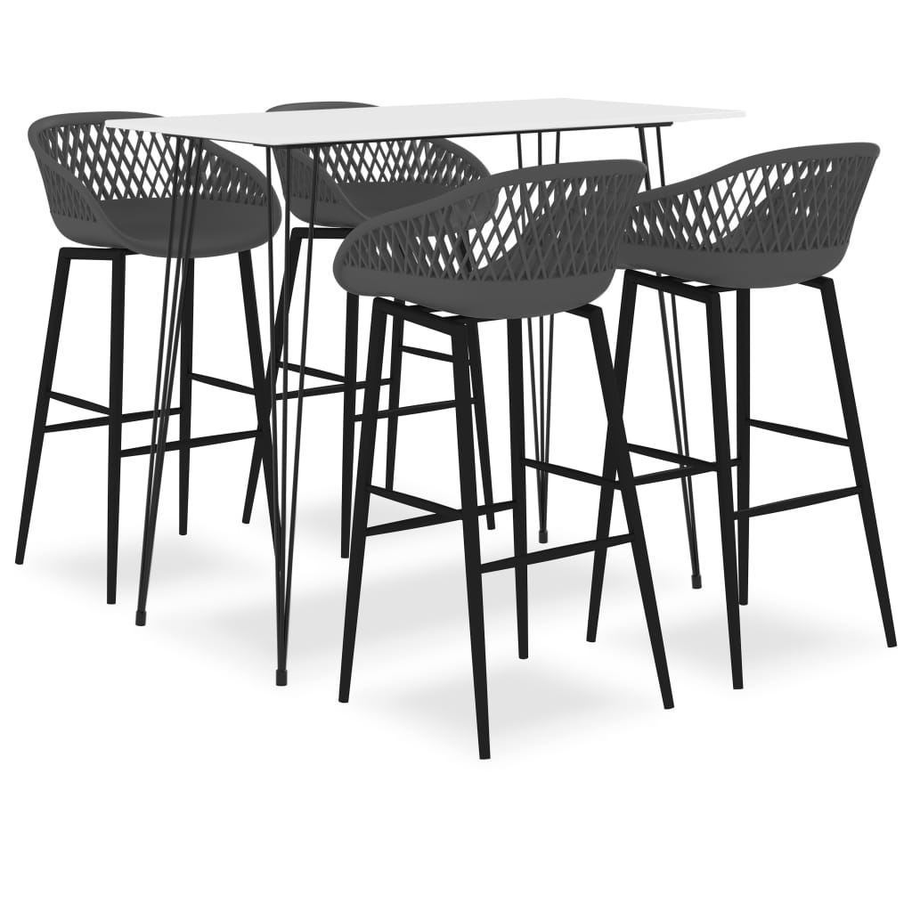 vidaXL Set mobilier de bar, 5 piese, alb și gri vidaXL Set mobilier de bar, 5 piese, alb și gri