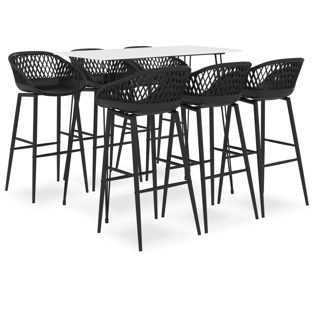 vidaXL Set mobilier de bar, 7 piese, alb și negru vidaXL Set mobilier de bar, 7 piese, alb și negru