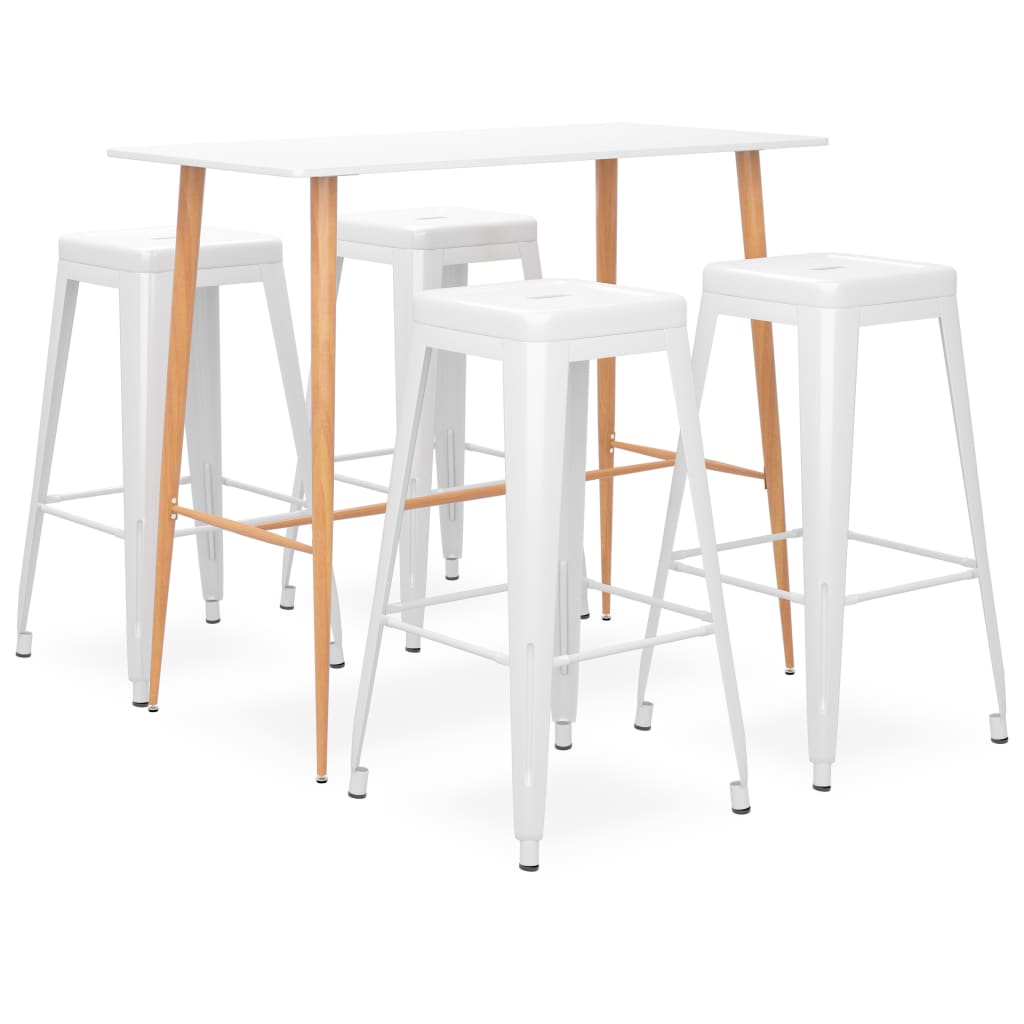 vidaXL Set mobilier de bar, 5 piese, alb