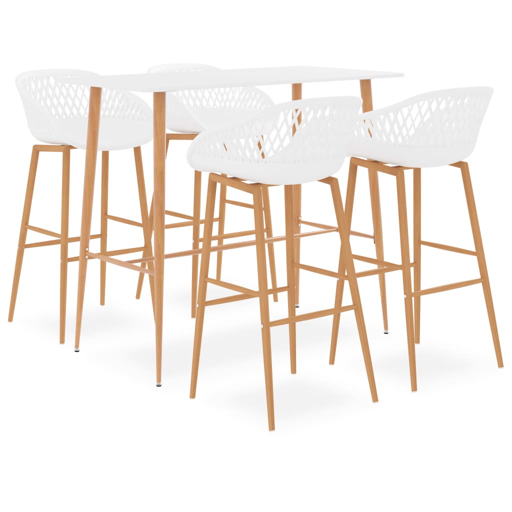 vidaXL Set mobilier de bar, 5 piese, alb vidaXL Set mobilier de bar, 5 piese, alb