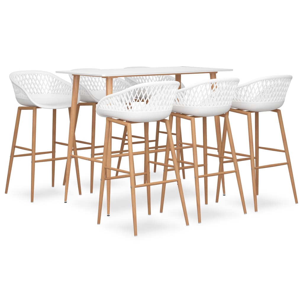 vidaXL Set mobilier de bar, 7 piese, alb vidaXL Set mobilier de bar, 7 piese, alb