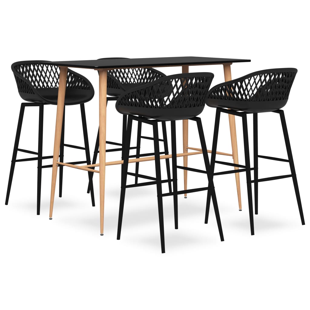 vidaXL Set mobilier de bar, 5 piese, negru vidaXL Set mobilier de bar, 5 piese, negru
