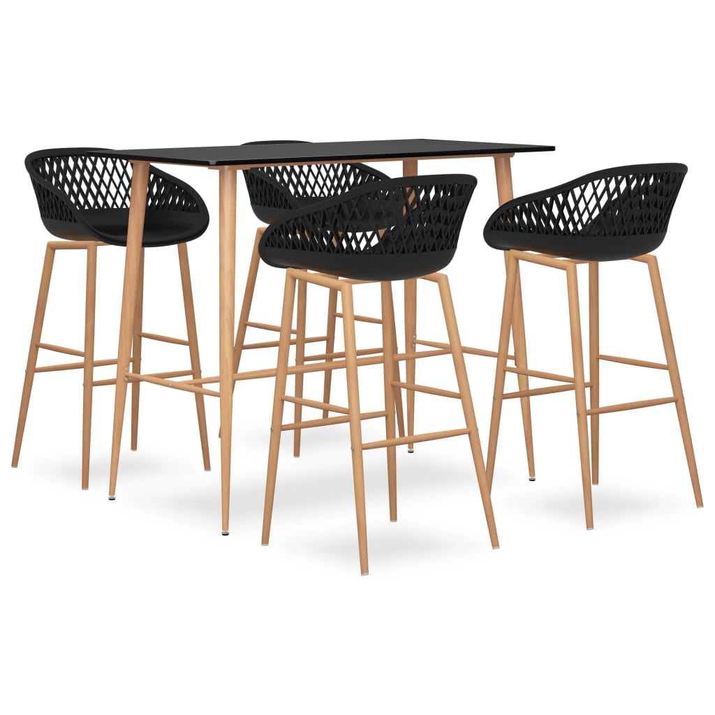 vidaXL Set mobilier de bar, 5 piese, negru