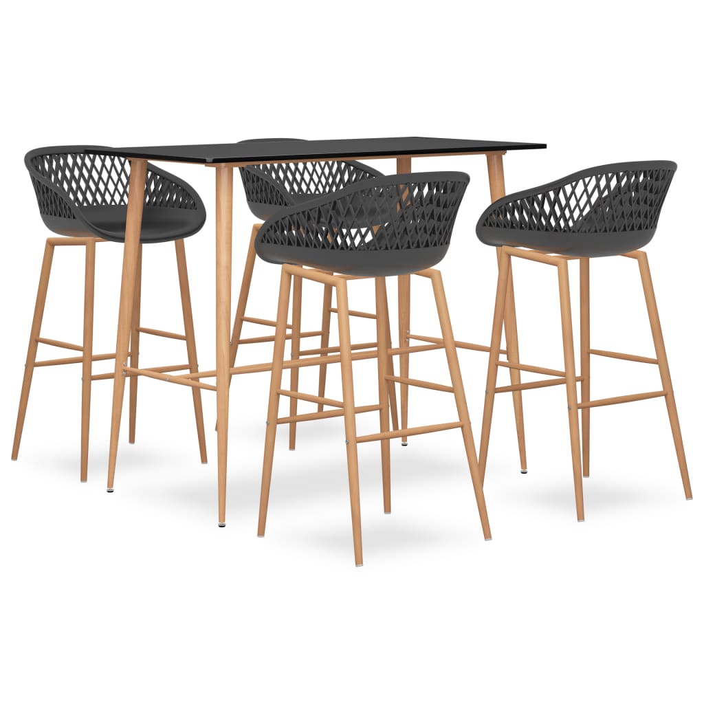 vidaXL Set mobilier de bar, 5 piese, negru și gri