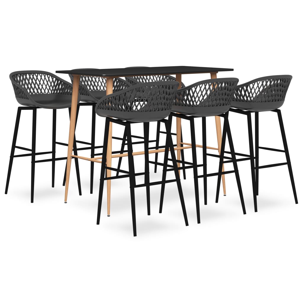 vidaXL Set mobilier de bar, 7 piese, negru și gri