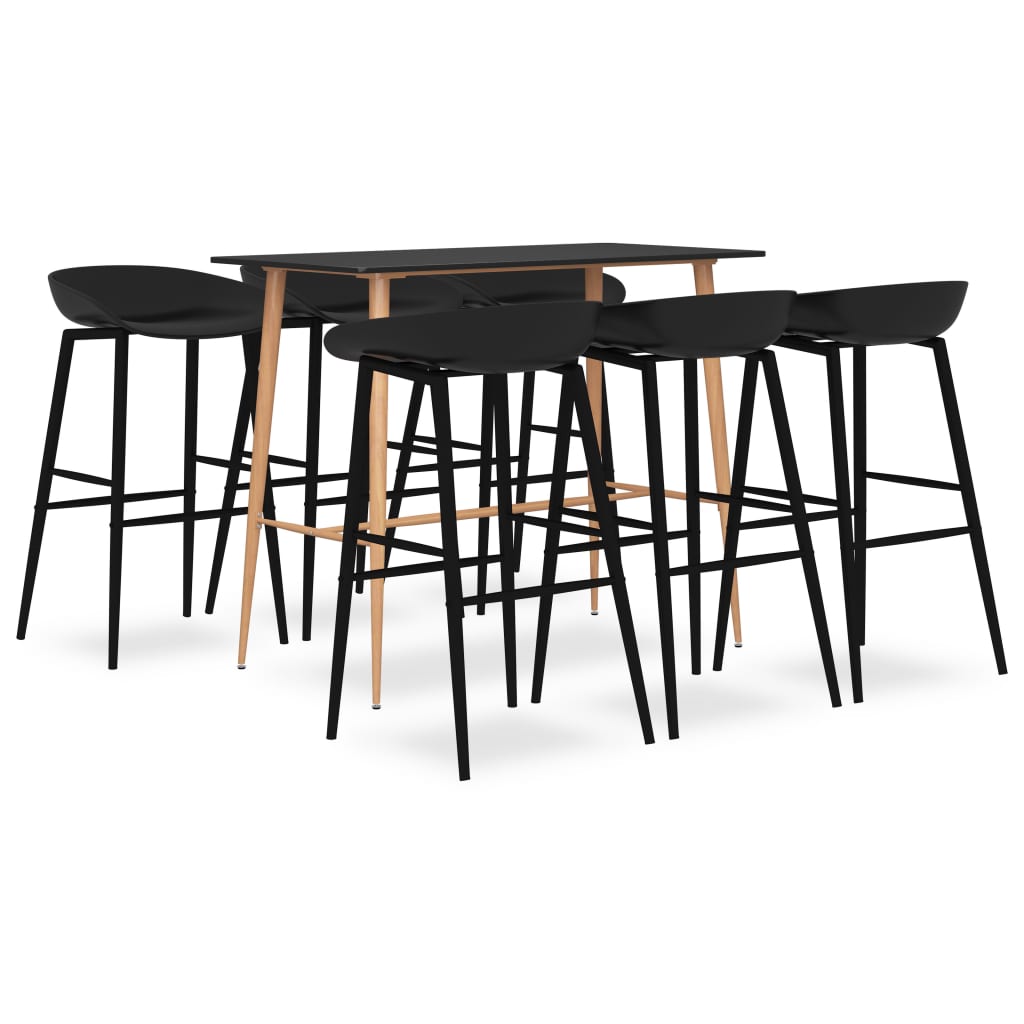 vidaXL Set mobilier de bar, 7 piese, negru vidaXL Set mobilier de bar, 7 piese, negru