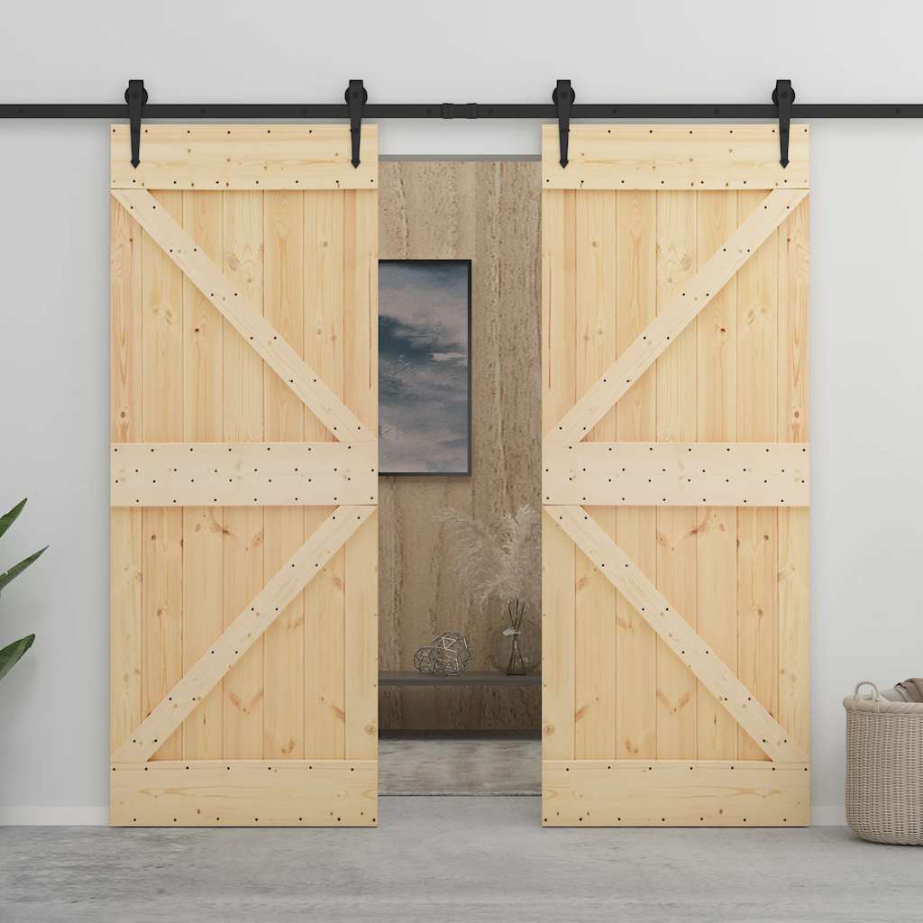 vidaXL Ușă glisantă cu set feronerie, 80 x 210 cm, lemn masiv de pin vidaXL Ușă glisantă cu set feronerie, 80 x 210 cm, lemn masiv de pin