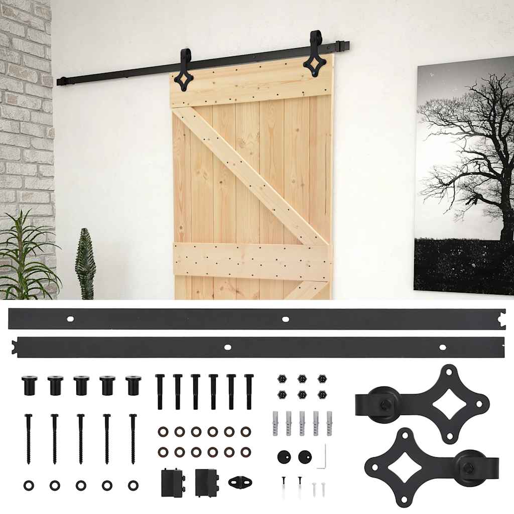 vidaXL Ușă glisantă cu set feronerie, 80x210 cm, lemn masiv de pin vidaXL Ușă glisantă cu set feronerie, 80x210 cm, lemn masiv de pin