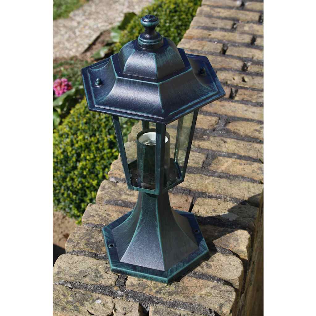 vidaXL Lămpi de grădină, 2 buc., verde închis/negru, aluminiu