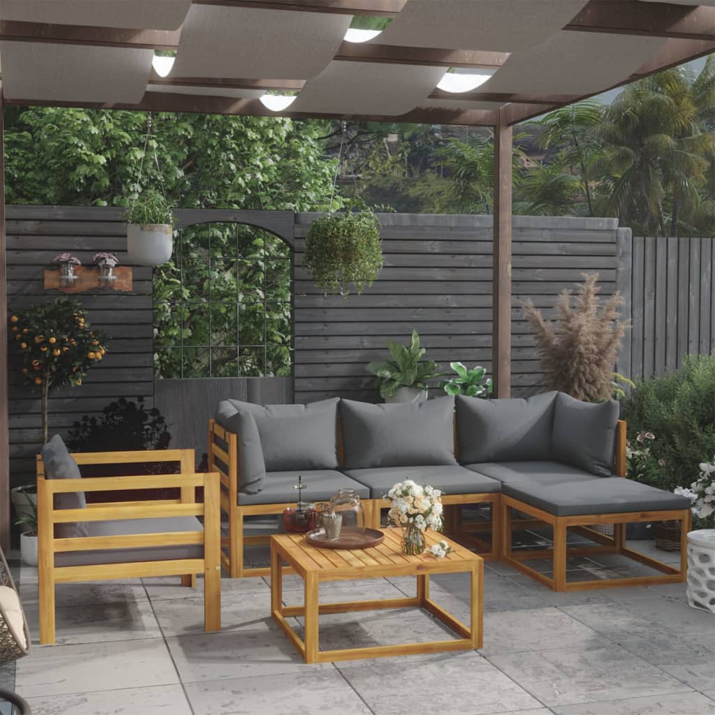 vidaXL Set mobilier grădină cu perne, 6 piese, lemn masiv acacia vidaXL Set mobilier grădină cu perne, 6 piese, lemn masiv acacia