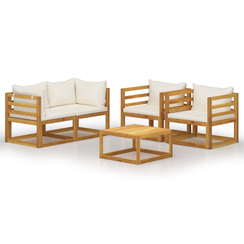 vidaXL Set mobilier grădină cu perne, crem, 6 piese, lemn masiv acacia vidaXL Set mobilier grădină cu perne, crem, 6 piese, lemn masiv acacia