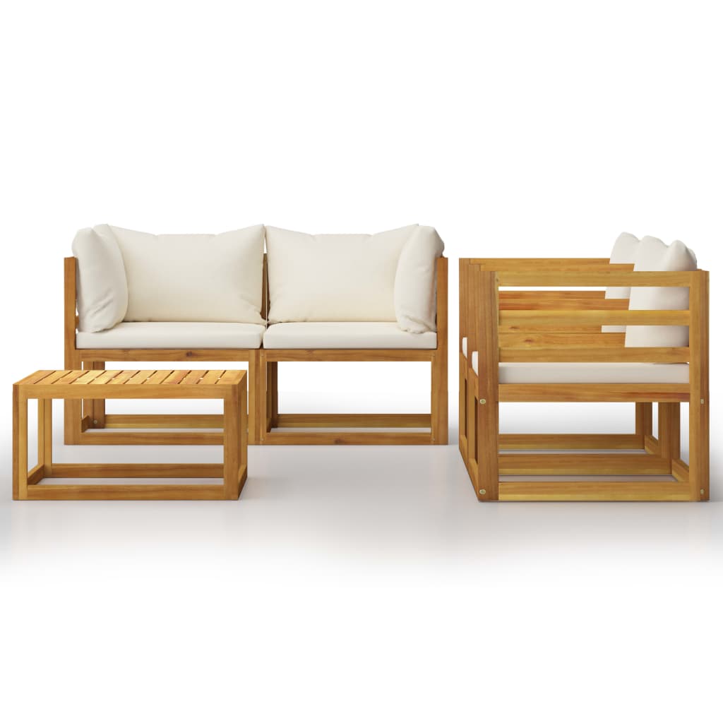 vidaXL Set mobilier grădină cu perne, crem, 6 piese, lemn masiv acacia vidaXL Set mobilier grădină cu perne, crem, 6 piese, lemn masiv acacia