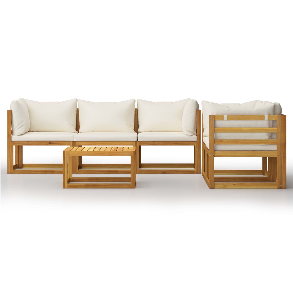 vidaXL Set mobilier grădină cu perne, 6 piese, crem, lemn masiv acacia