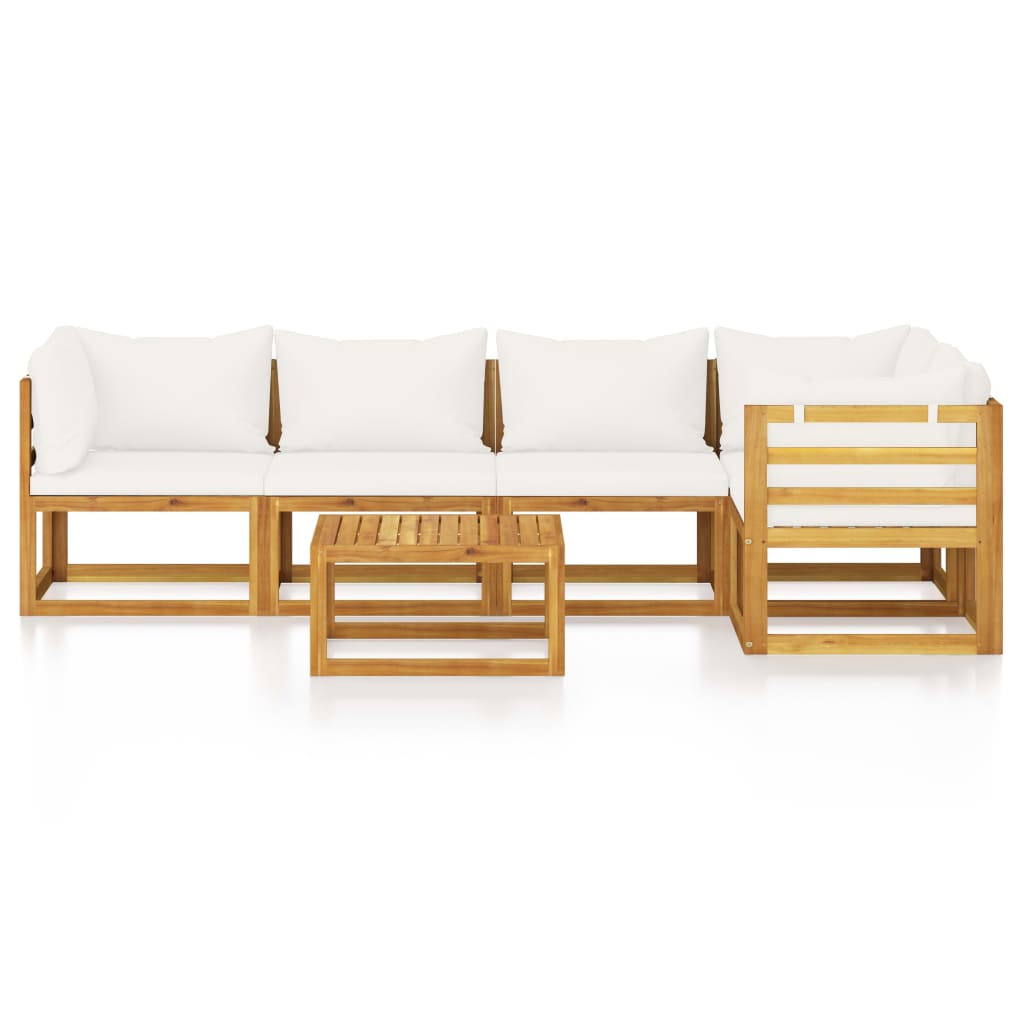 vidaXL Set mobilier grădină cu perne, 6 piese, crem, lemn masiv acacia